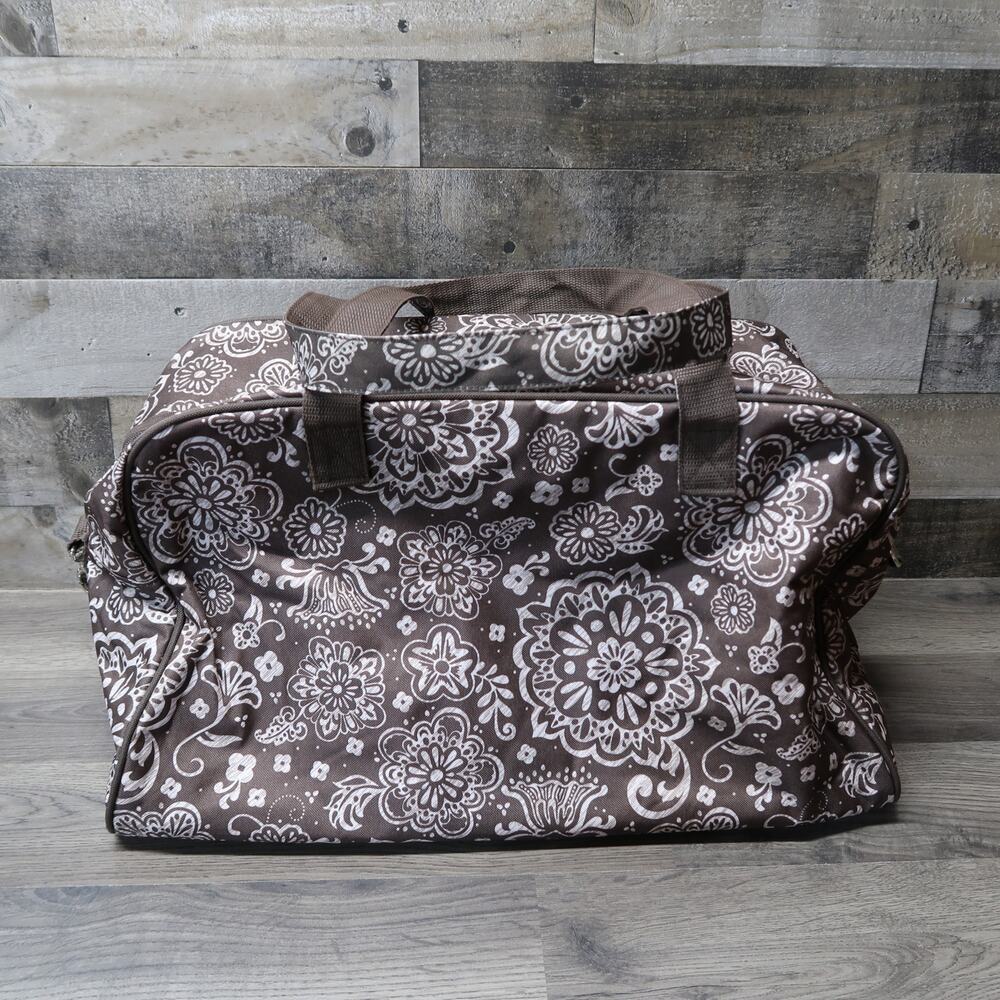 Thirty-One Duffle Tote Bag Zip Top Woodblock Floral